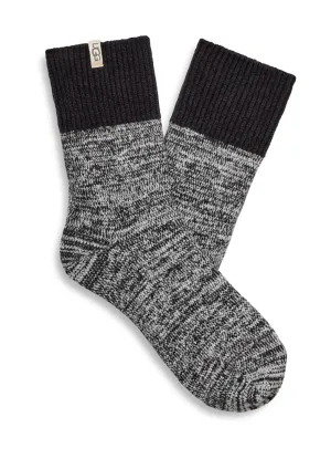 Rib Knit Slouchy Quarter Sock in Black by UGG