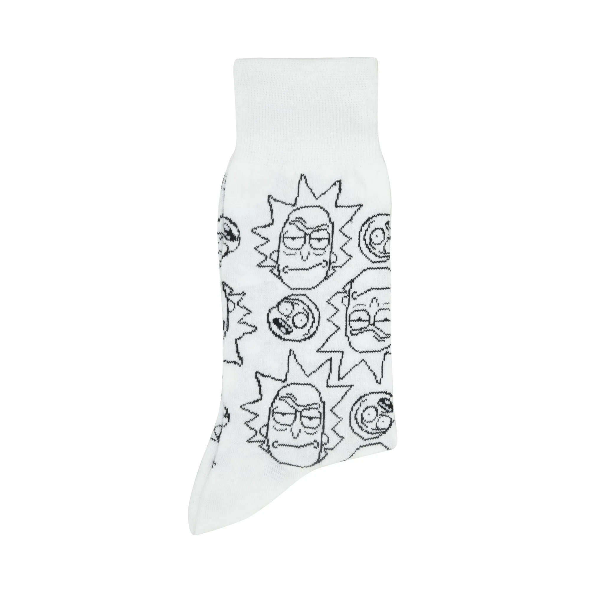 Rick and Morty Cotton Crew socks for Men (Pack of 2) (Free Size) (White)