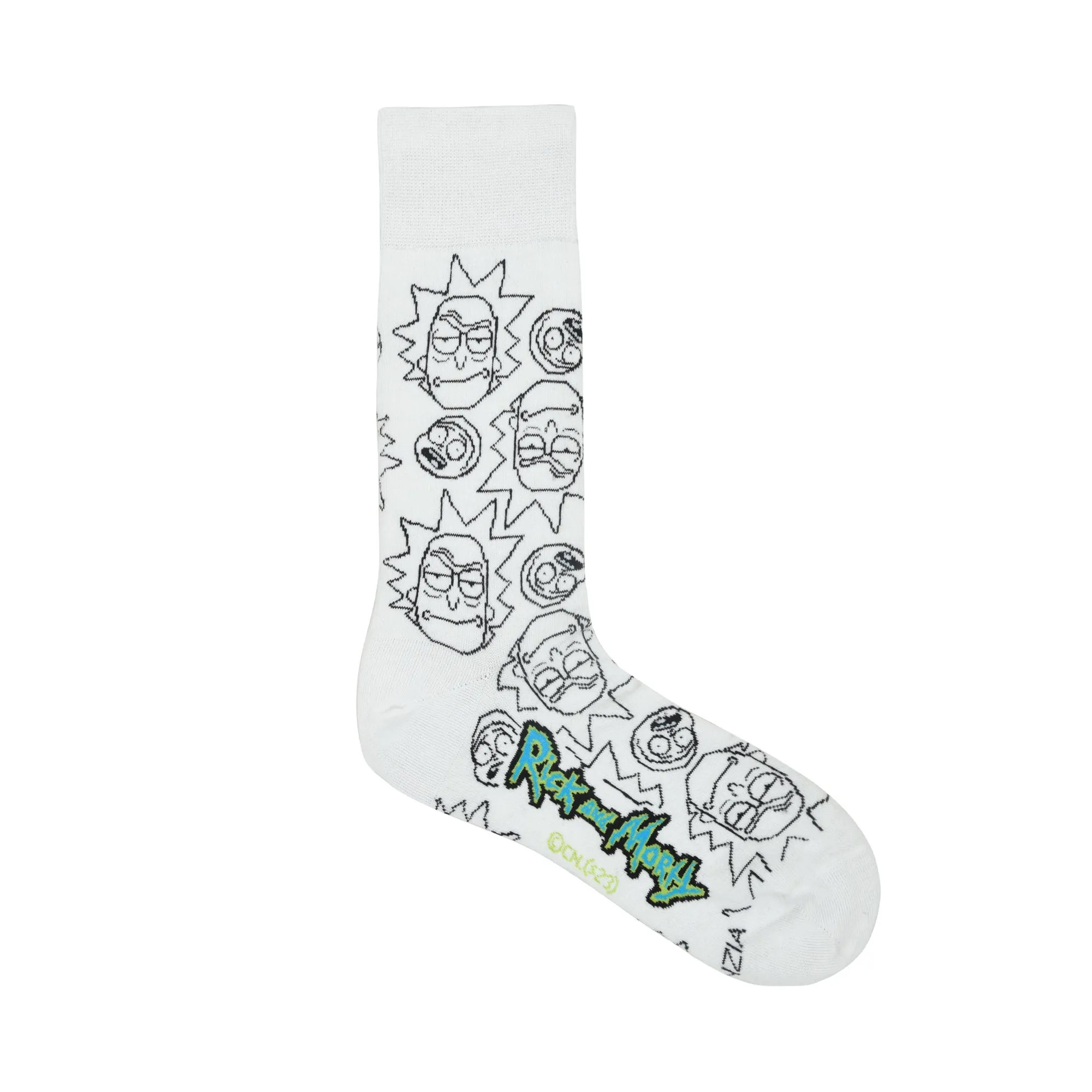 Rick and Morty Cotton Crew socks for Men (Pack of 2) (Free Size) (White)