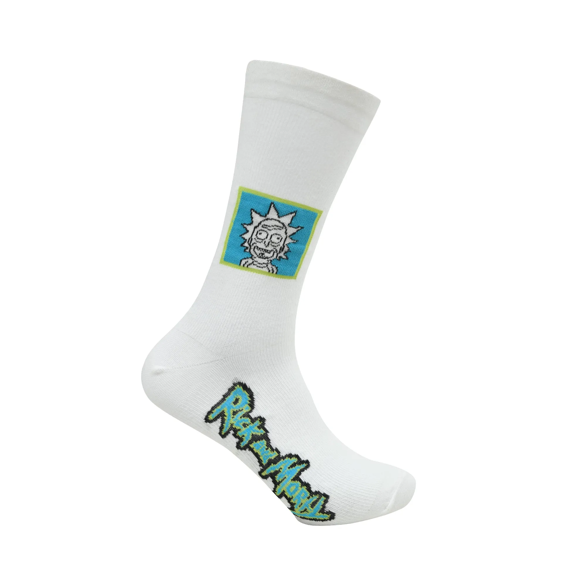 Rick and Morty Cotton Crew socks for Men (Pack of 2) (Free Size) (White)