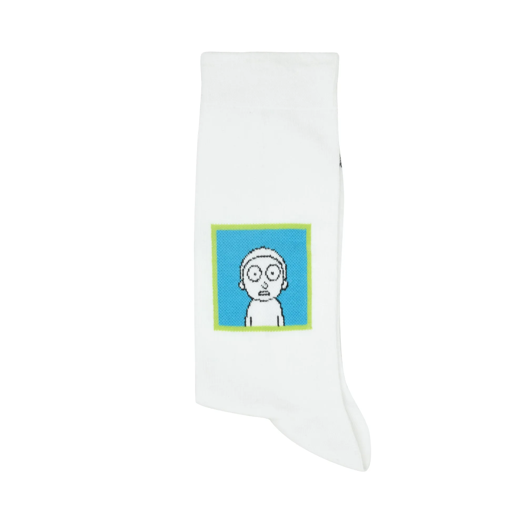 Rick and Morty Cotton Crew socks for Men (Pack of 2) (Free Size) (White)