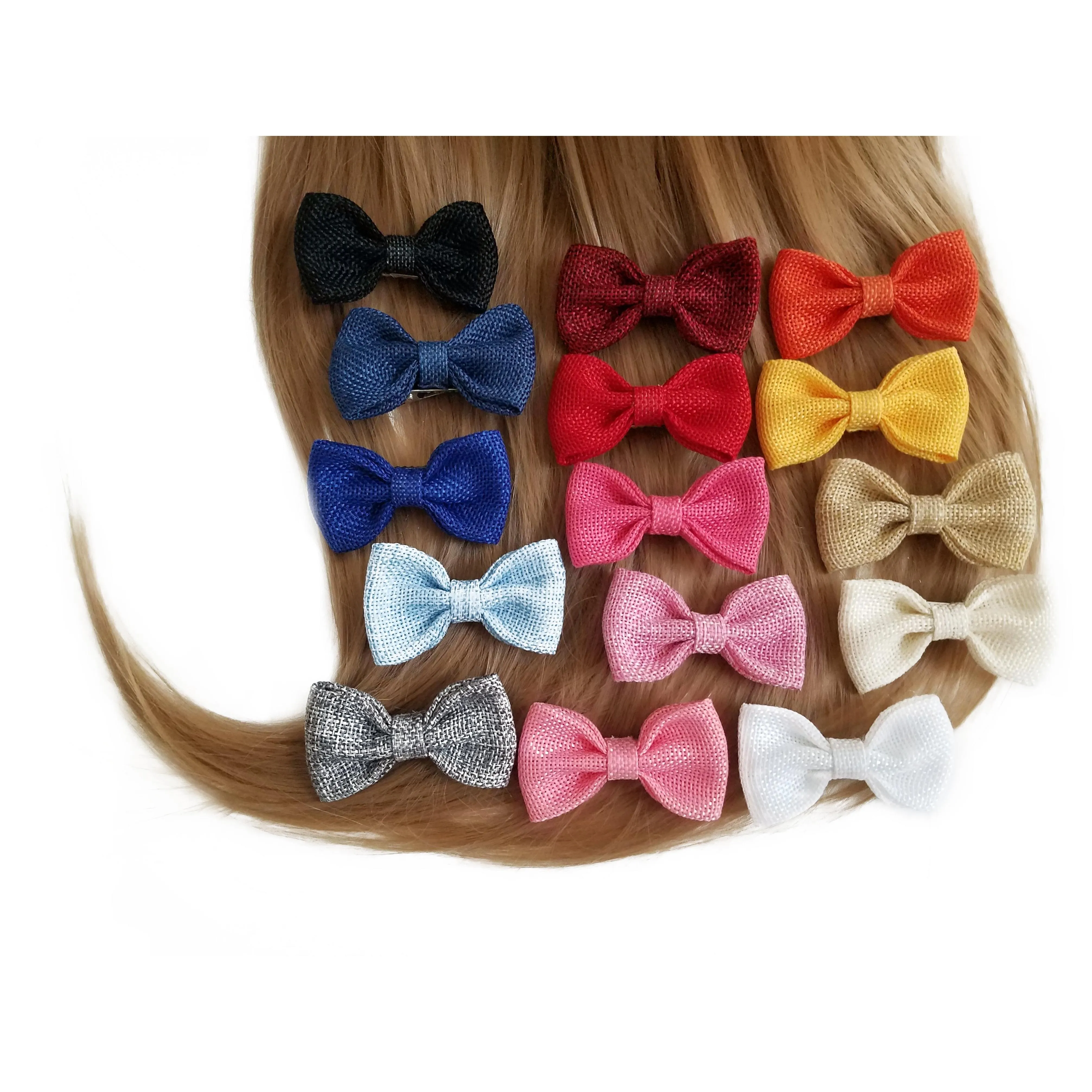 Royal blue 3" Burlap Hair Bow clips