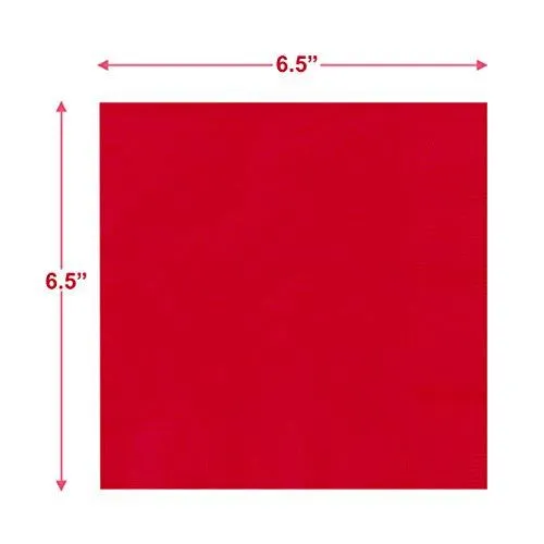 Ruby Red Paper Dinner Plates and Luncheon Napkins, Solid Red Party Supplies and Summer Picnic Table Decorations (Serves 16)