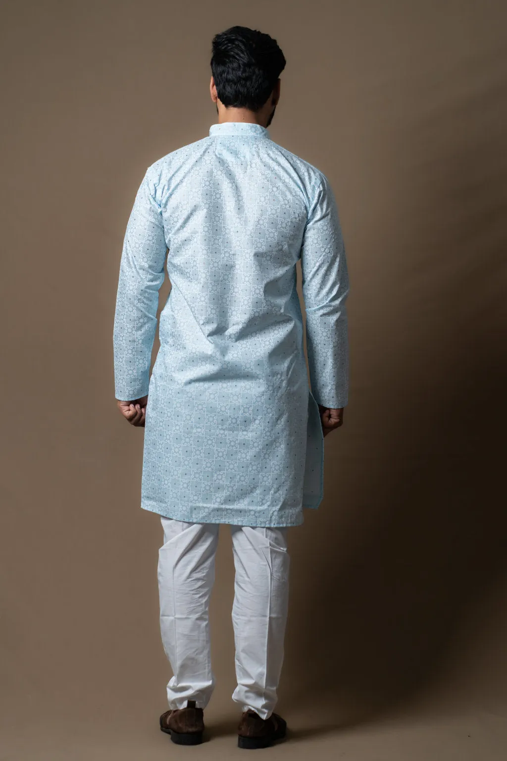 SKY BLUE PRINTED KURTA PAJAMA