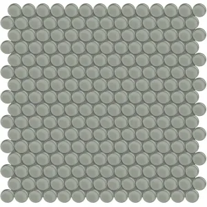 Smoke, Penny Round Mosaic - Glass Tile