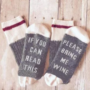 Socks- If You can read this Bring Me a Glass of Wine