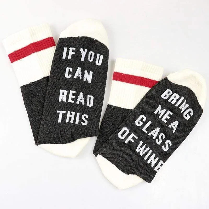 Socks- If You can read this Bring Me a Glass of Wine
