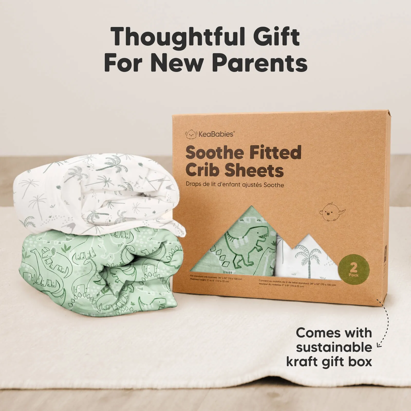 Soothe Fitted Crib Sheet (DinoDood)