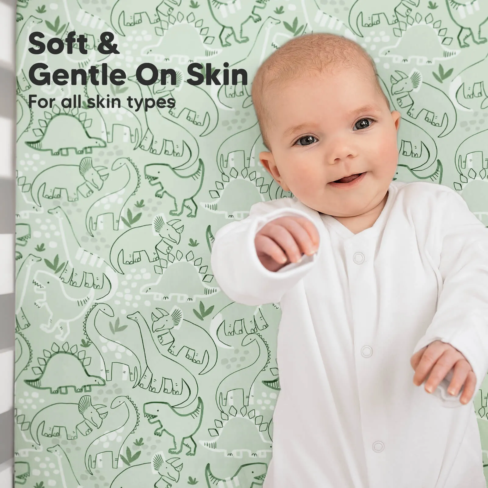 Soothe Fitted Crib Sheet (DinoDood)