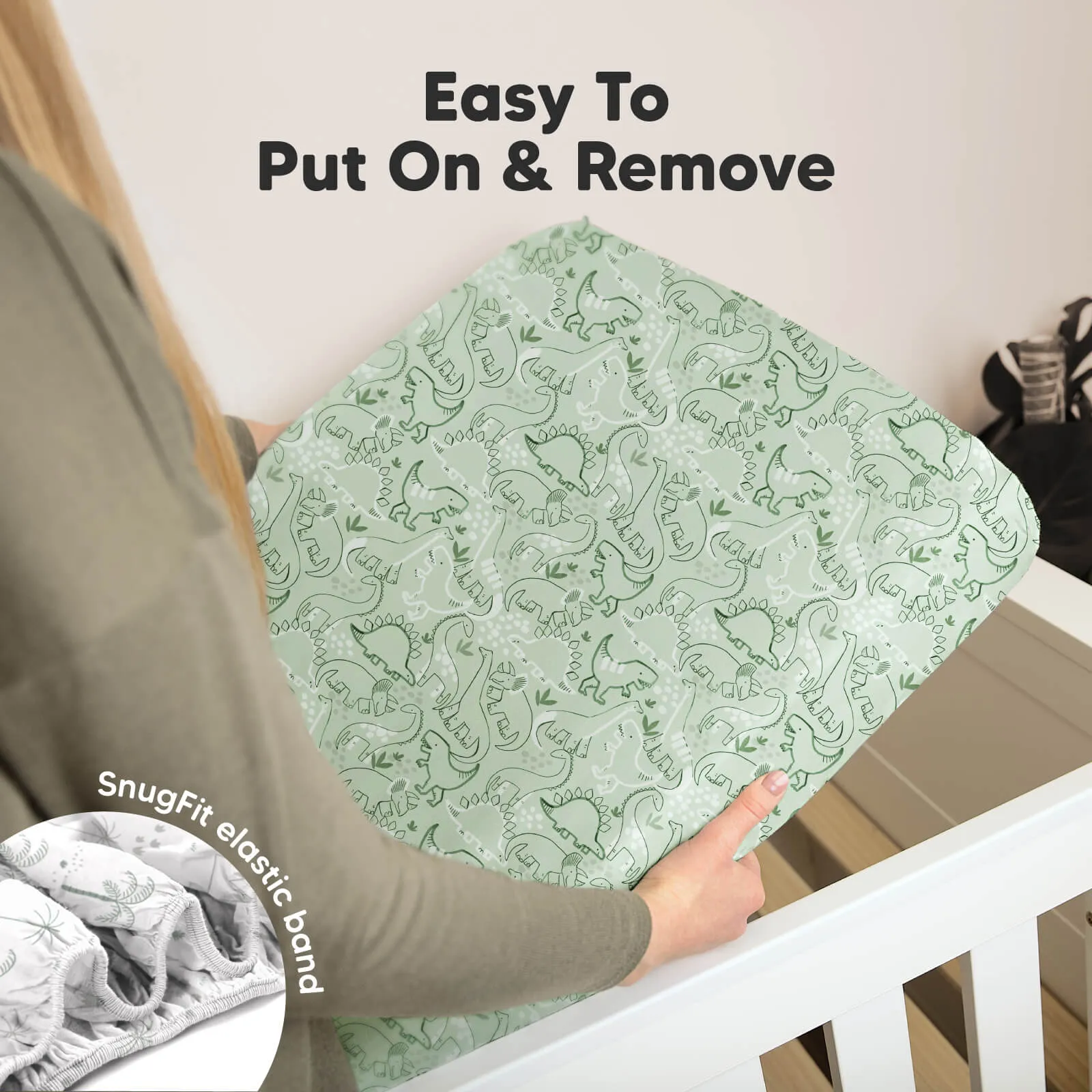 Soothe Fitted Crib Sheet (DinoDood)
