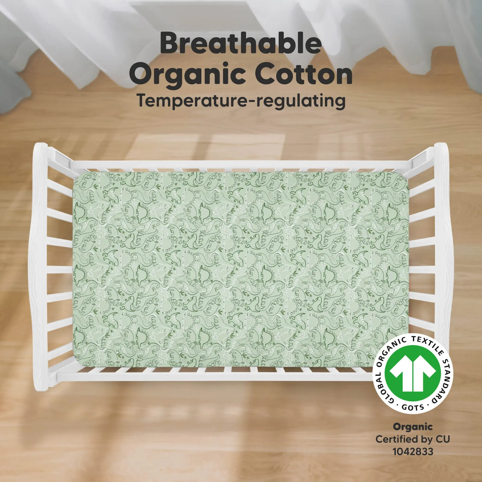 Soothe Fitted Crib Sheet (DinoDood)
