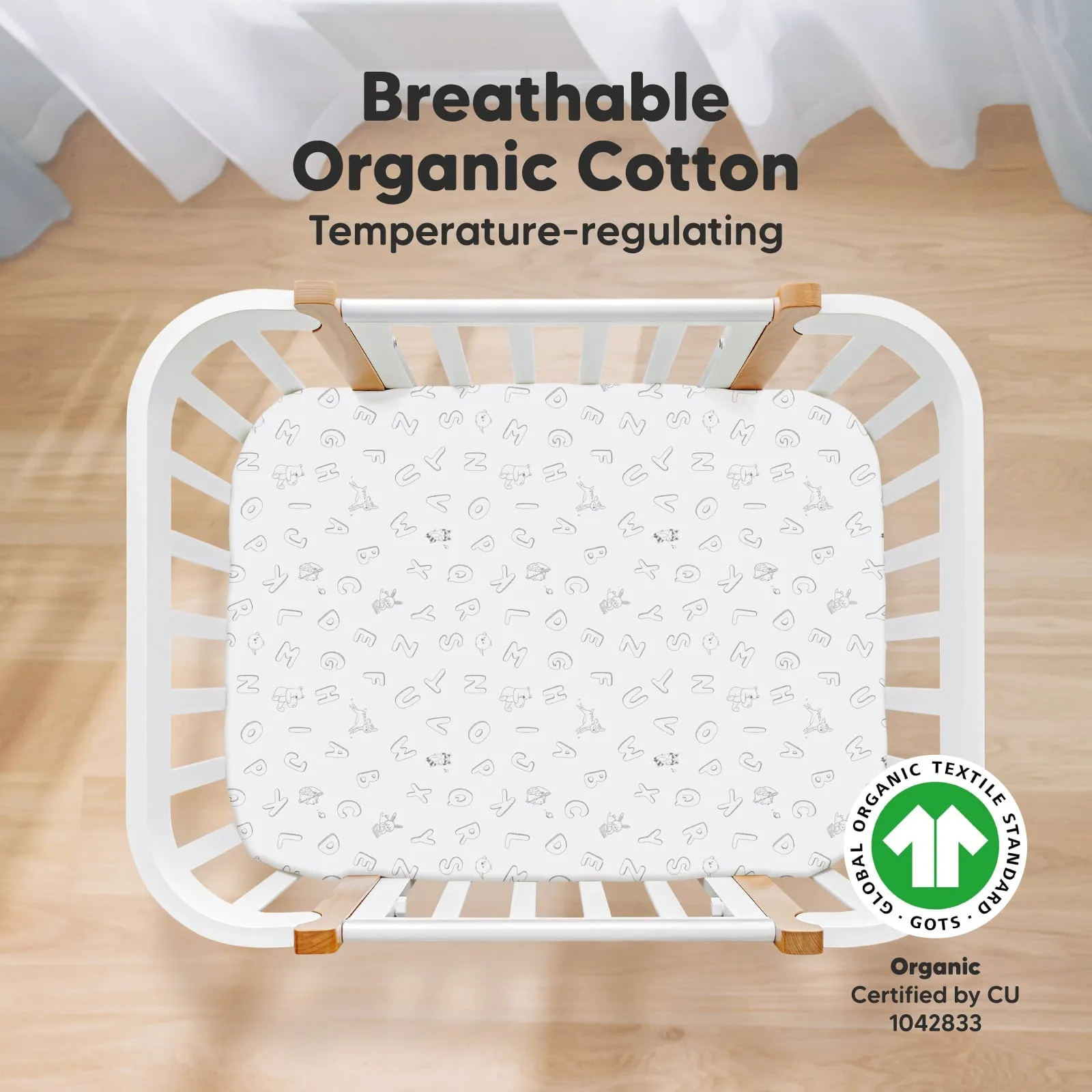 Soothe Fitted Mini Crib Sheet (ABC Land)