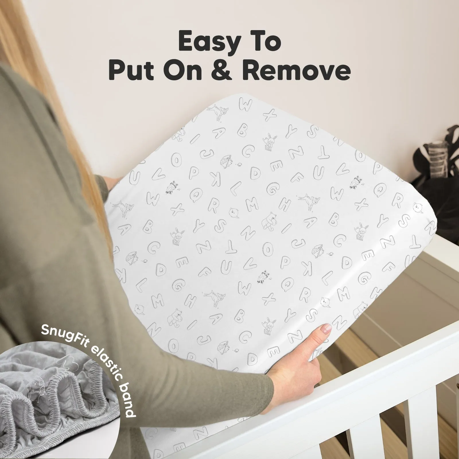 Soothe Fitted Mini Crib Sheet (ABC Land)