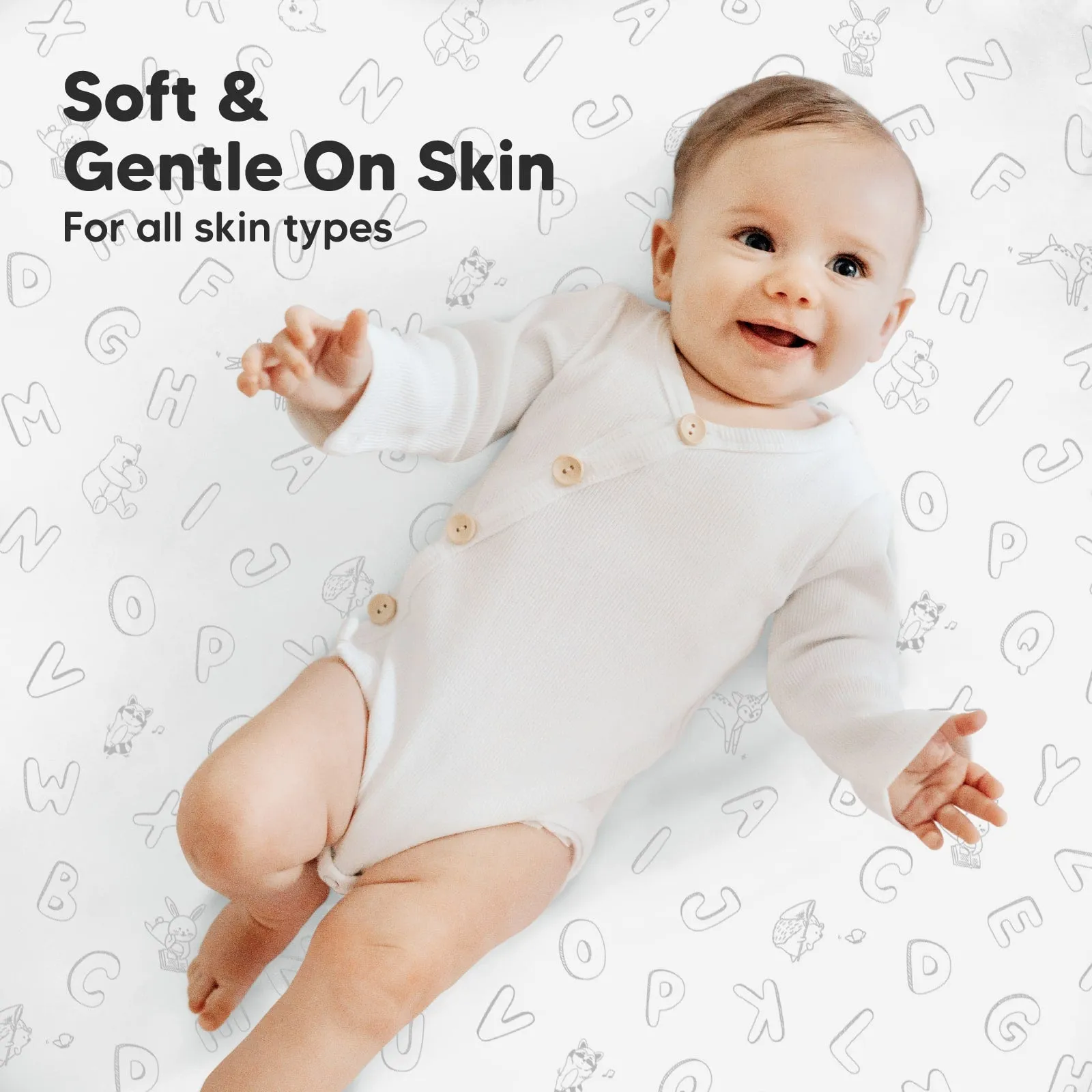 Soothe Fitted Mini Crib Sheet (ABC Land)