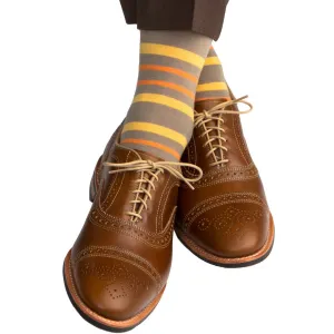 TAUPE DB STRIPE WOOL MC SOCK