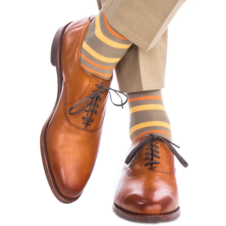 TAUPE DB STRIPE WOOL MC SOCK