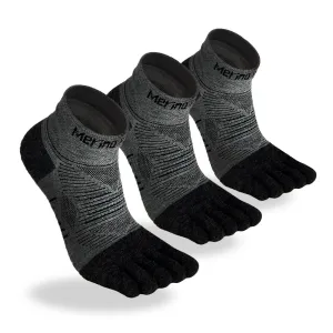 Unisex Merino Hike Light Ankle Toe Socks Charcoal - 3 Pairs