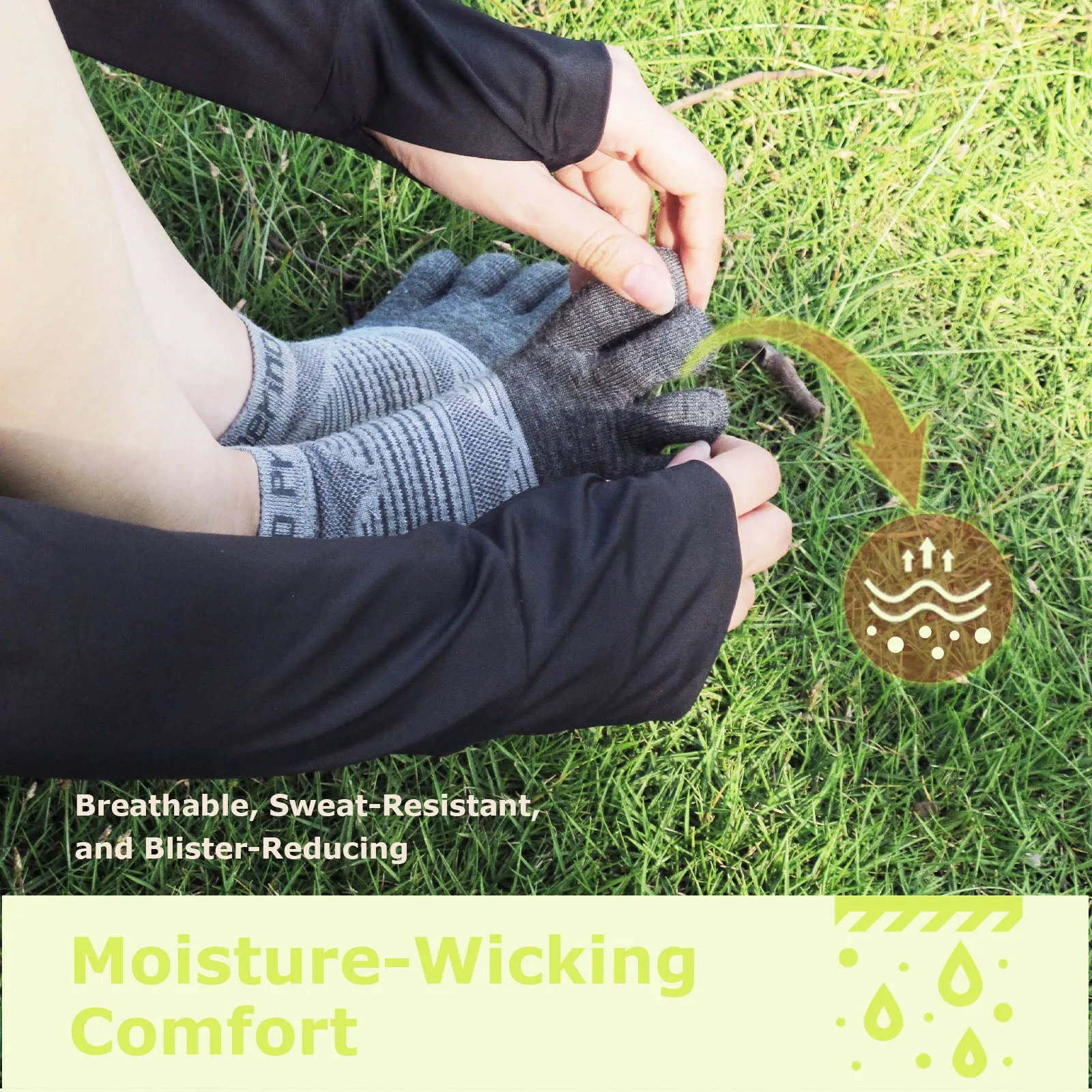 Unisex Merino Hike Light Ankle Toe Socks Charcoal - 3 Pairs