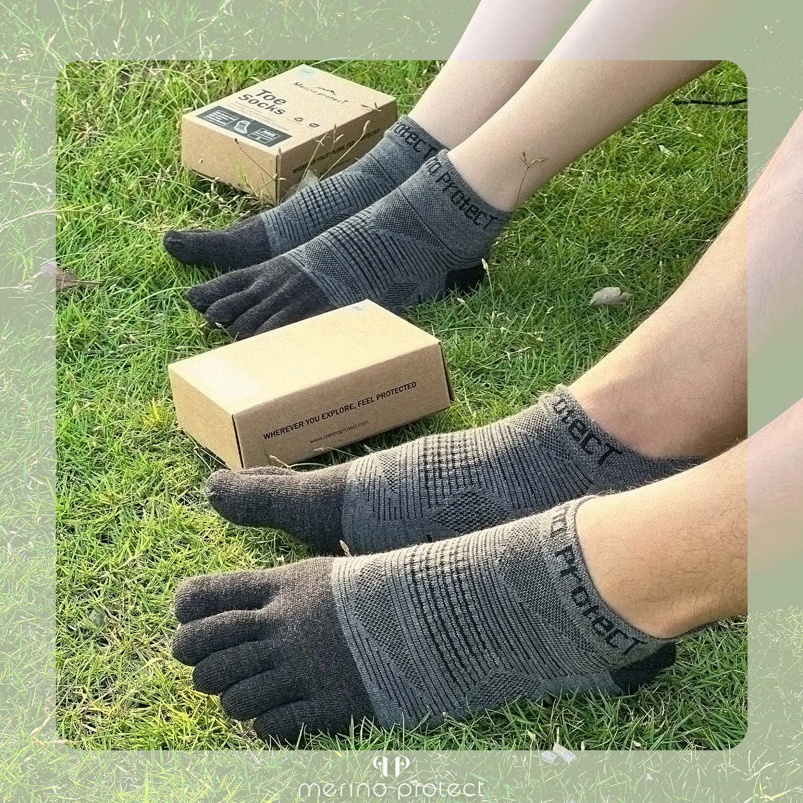 Unisex Merino Hike Light Ankle Toe Socks Charcoal - 3 Pairs