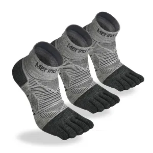 Unisex Merino Hike Light Ankle Toe Socks Grey - 3 Pairs