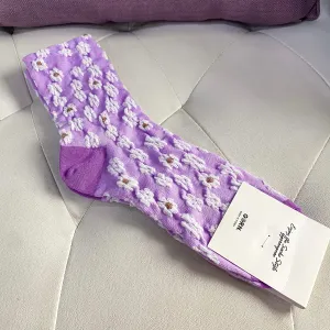 Violet Embriodered Socks