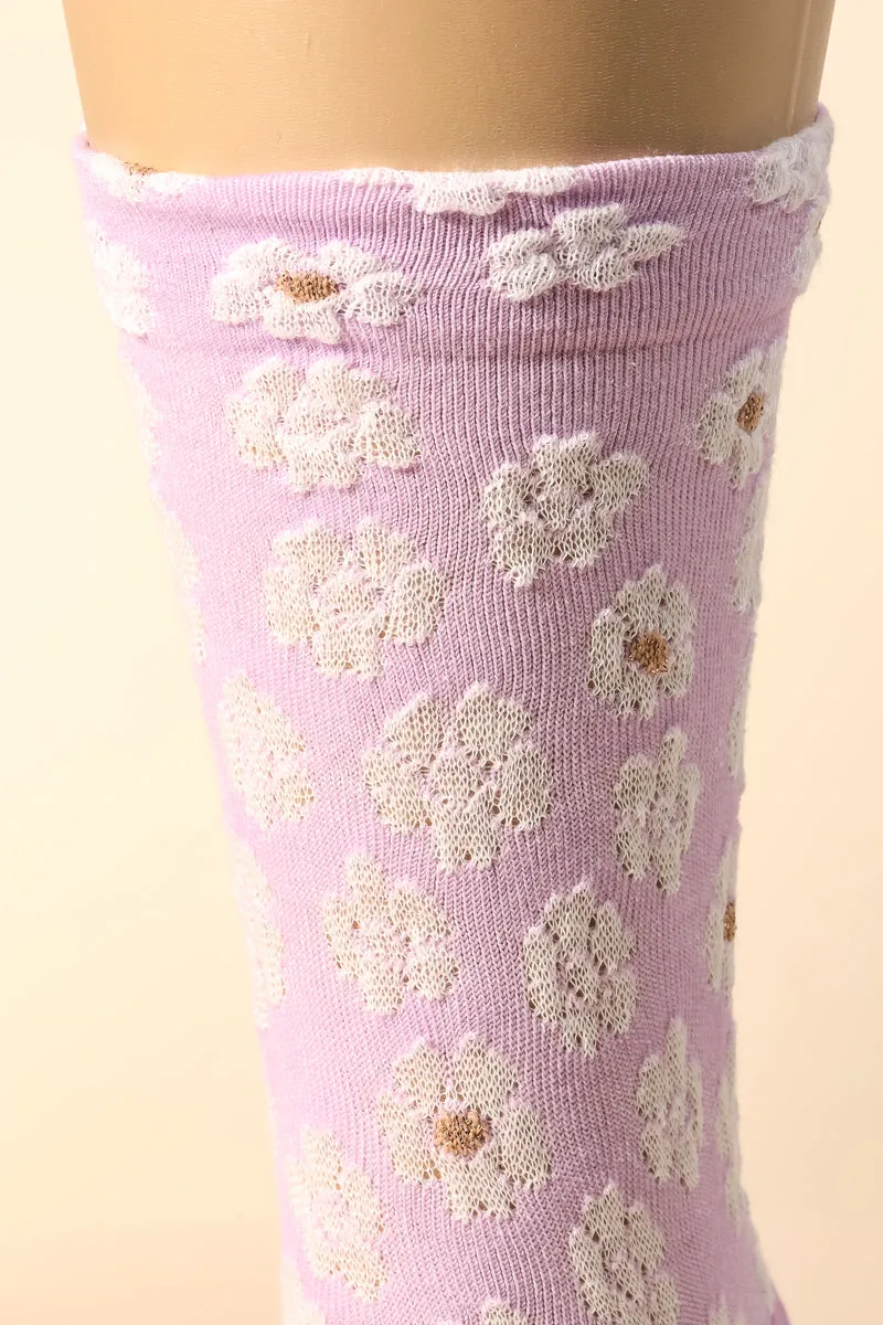 Violet Embriodered Socks