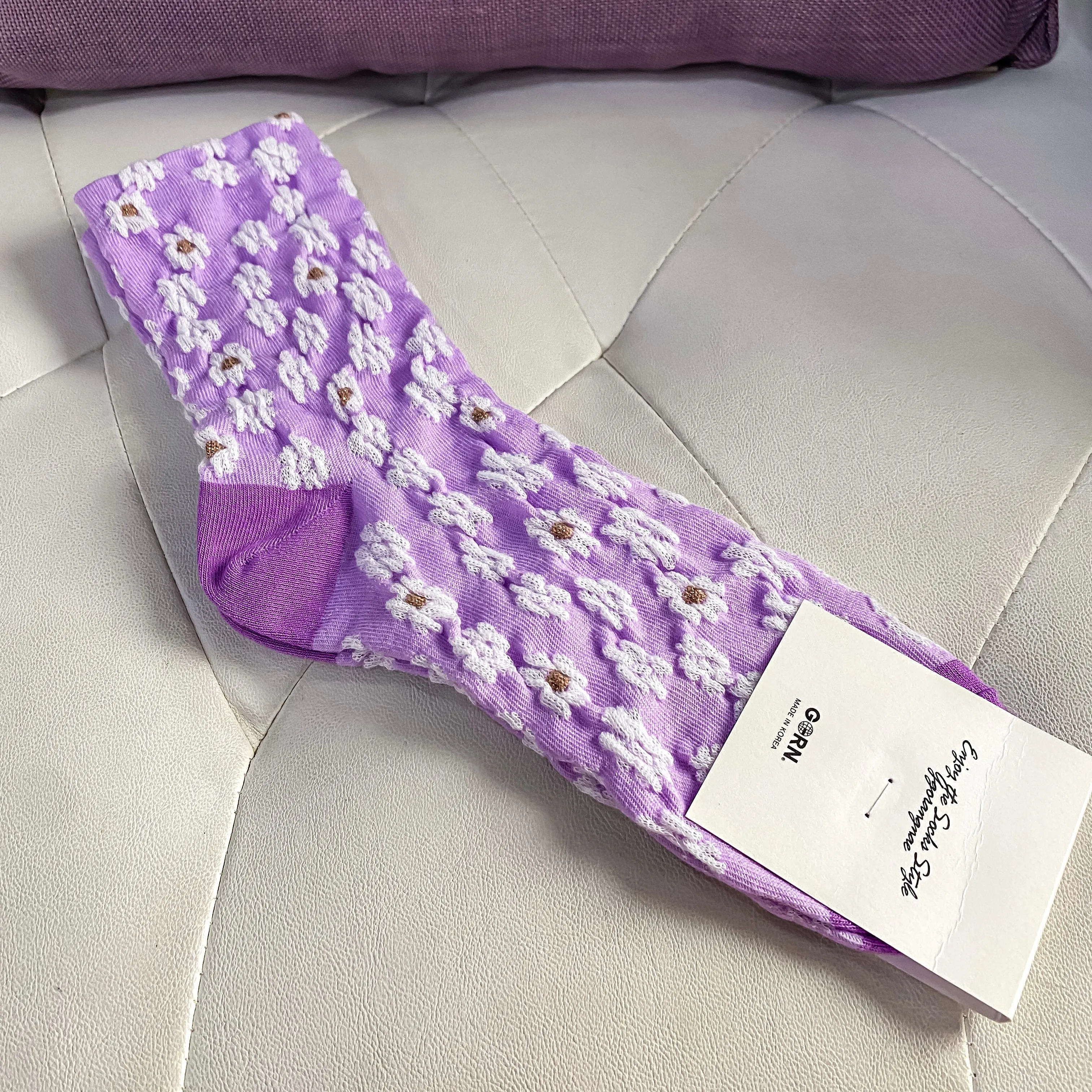 Violet Embriodered Socks