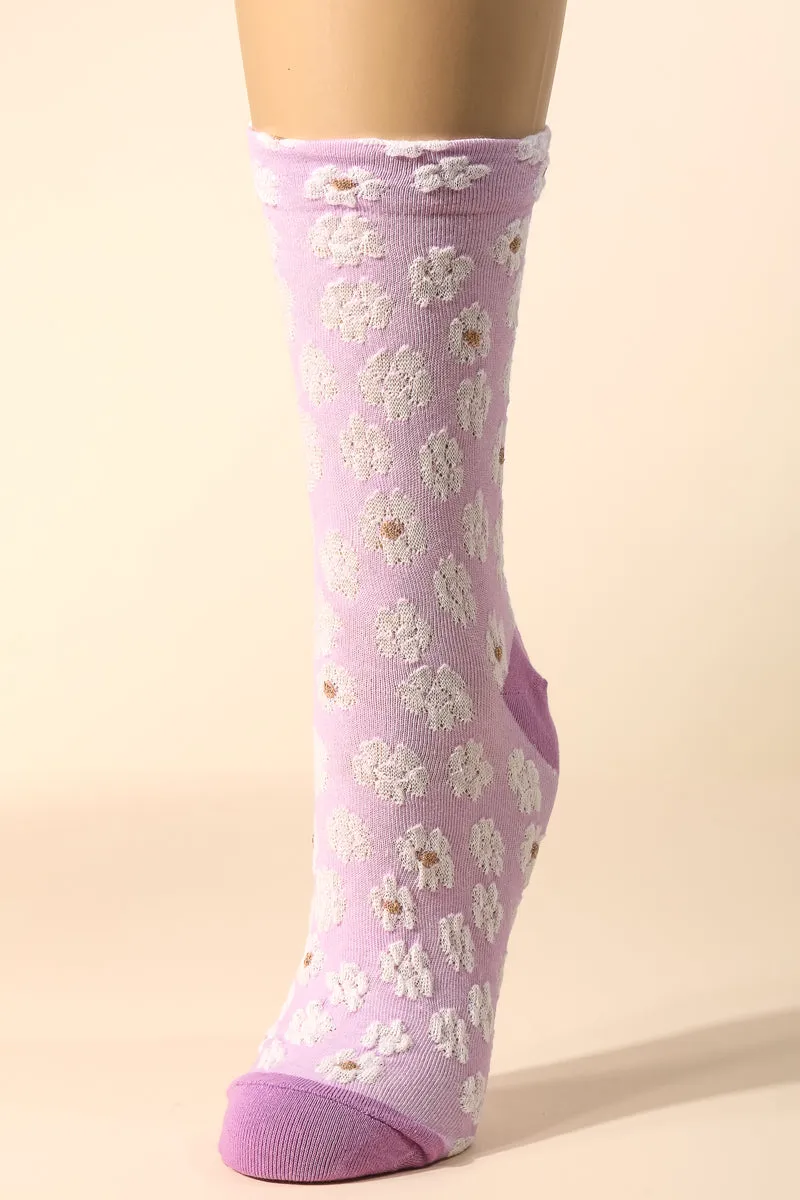 Violet Embriodered Socks