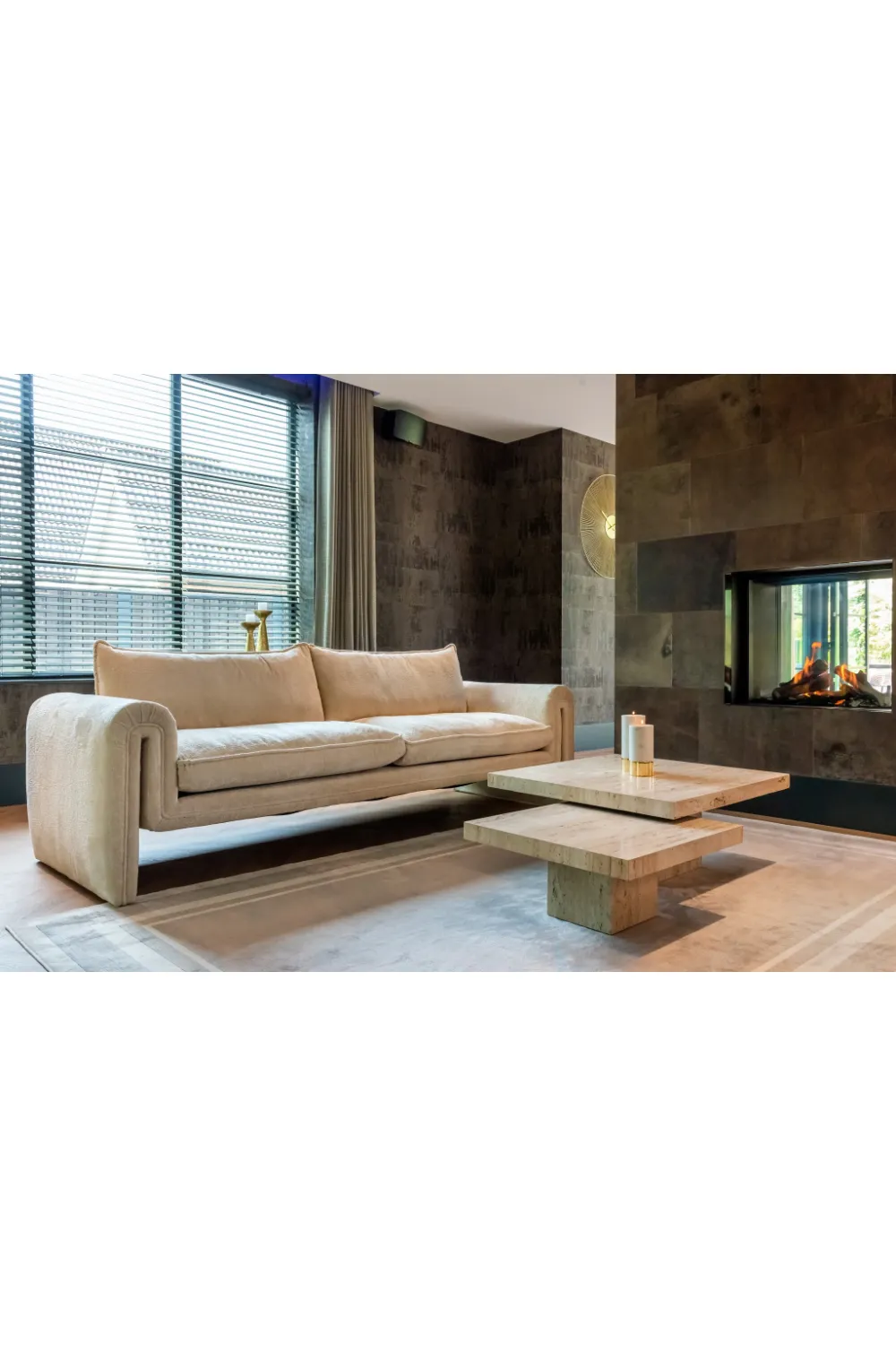 White Chenille Modern Sofa | OROA Sandro