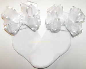 White Organza Satin Bow Socks