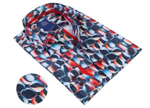 Window Bubble Print Long Sleeve Shirt - Navy