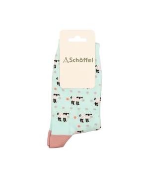 Women's Cotton Socks - Mint Sheep