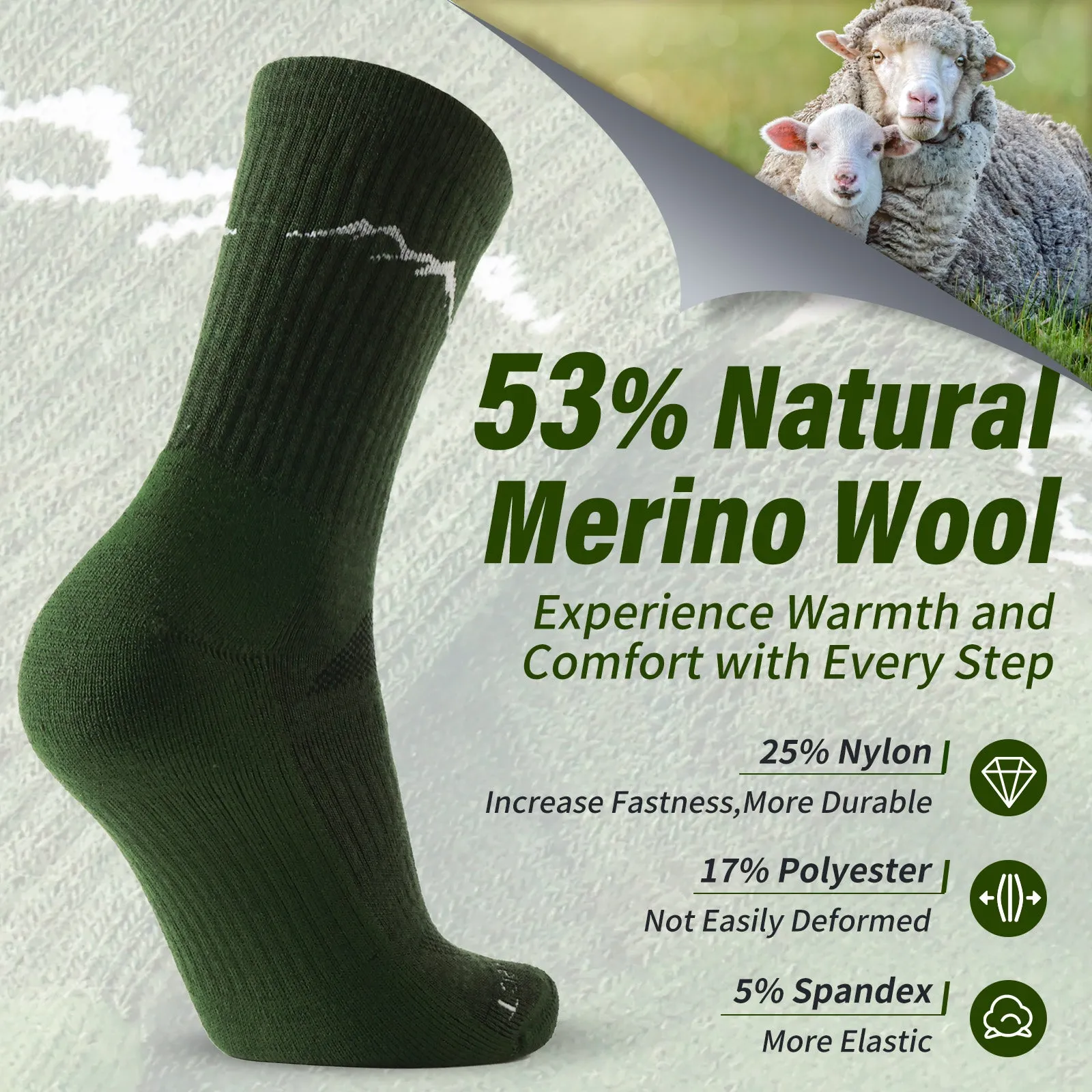 Women's Merino Hike Crew Socks Lime - 4 Pairs