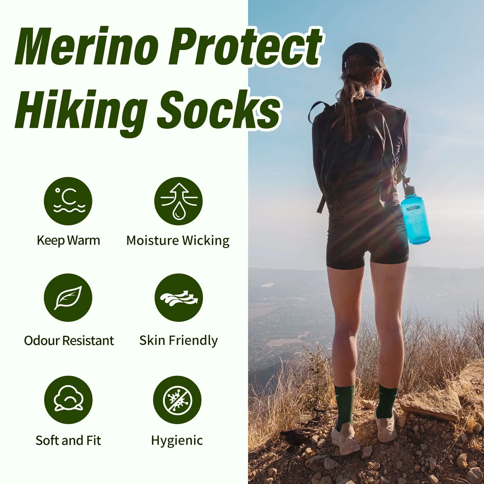 Women's Merino Hike Crew Socks Lime - 4 Pairs