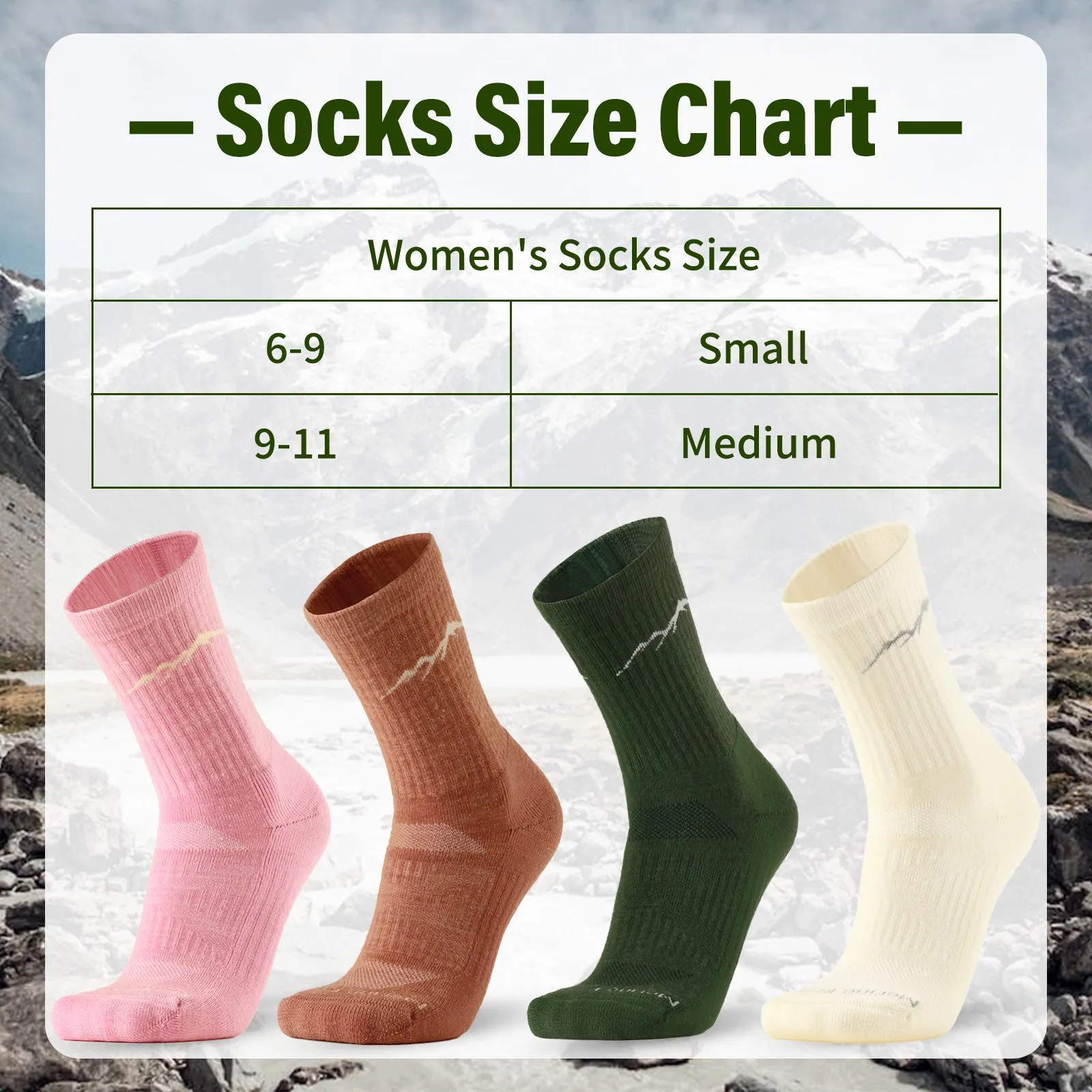 Women's Merino Hike Crew Socks Lime - 4 Pairs