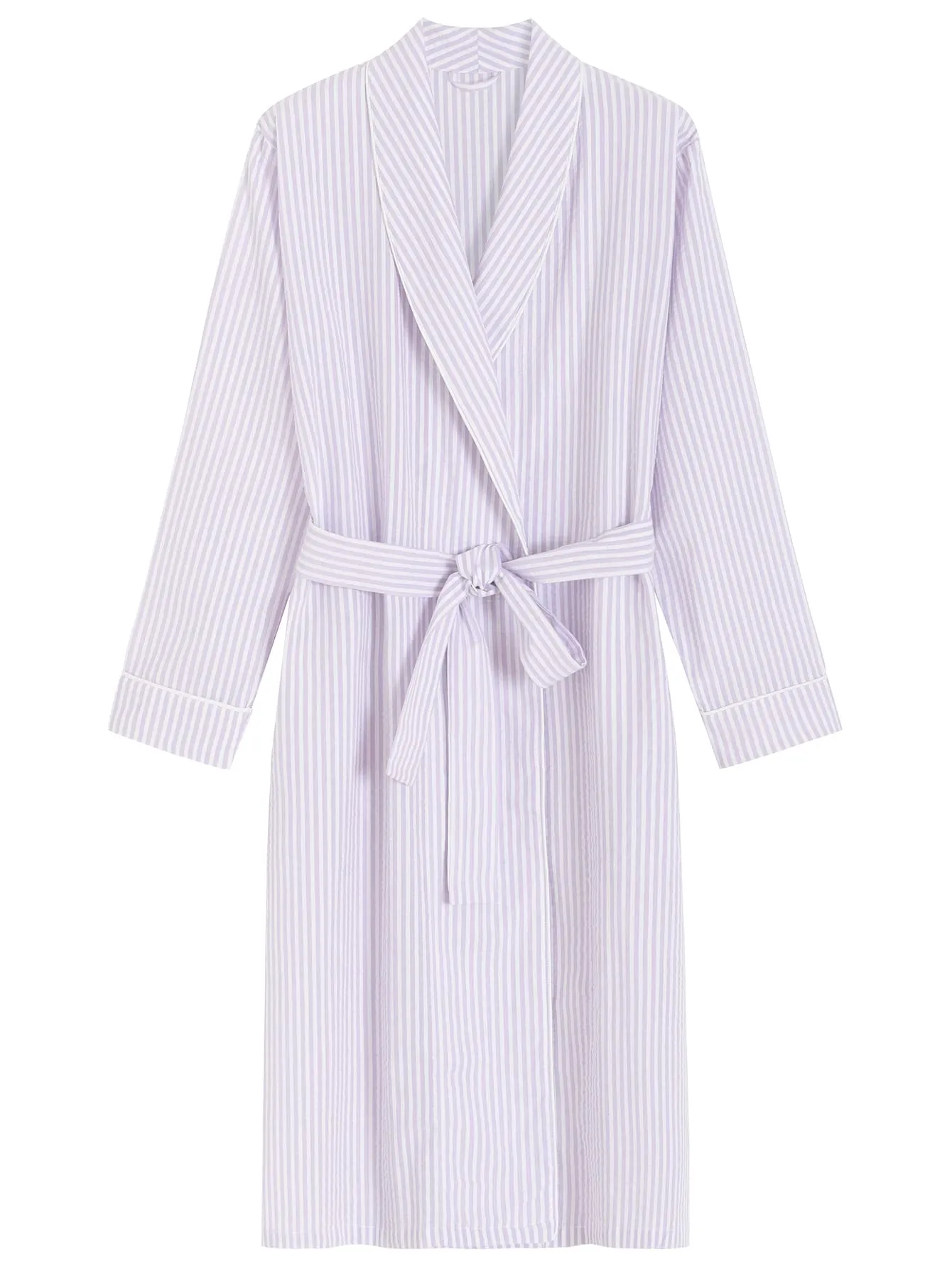 Women's Seersucker Robe Cotton Bathrobe with Pockets