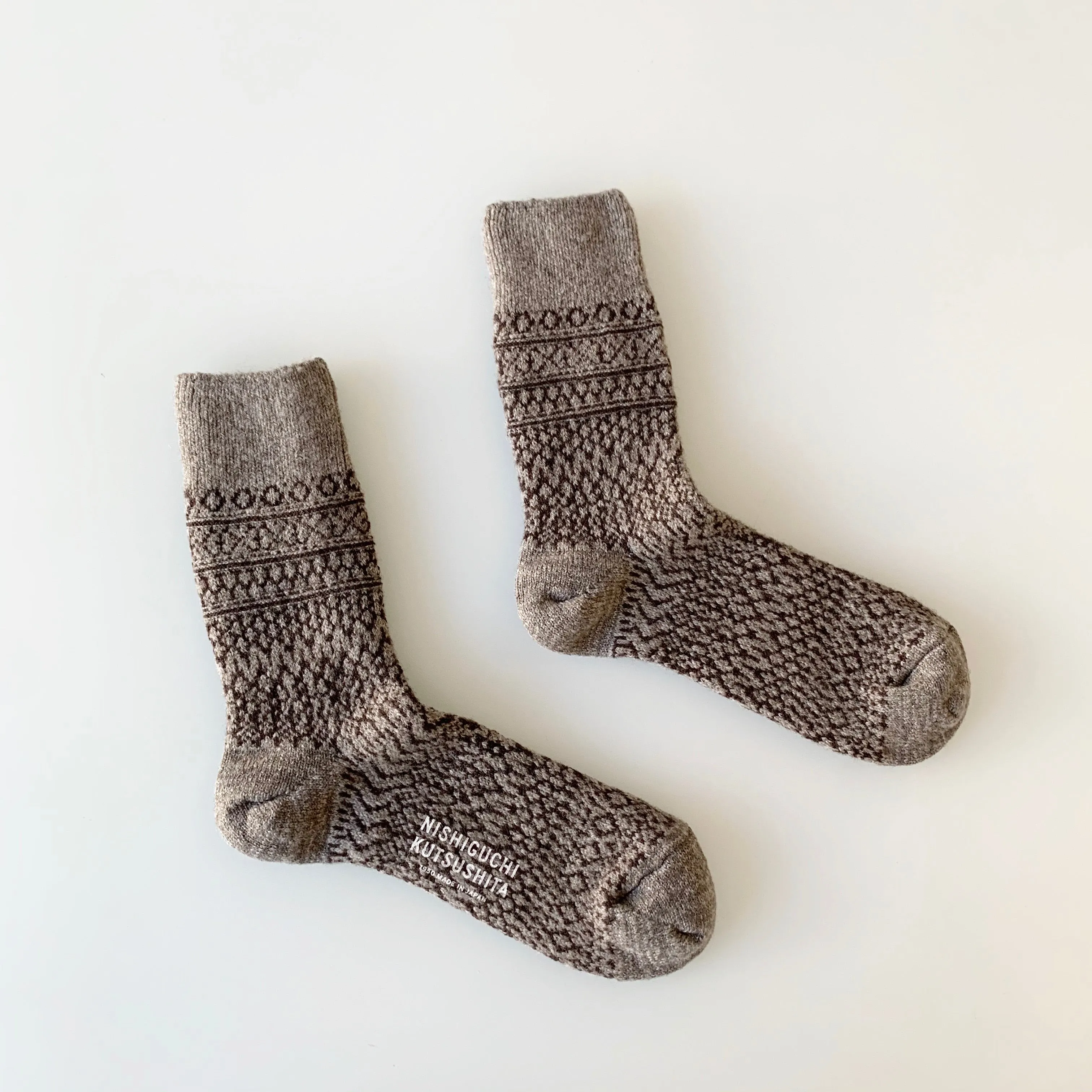 Wool Jacquard Socks in Gray